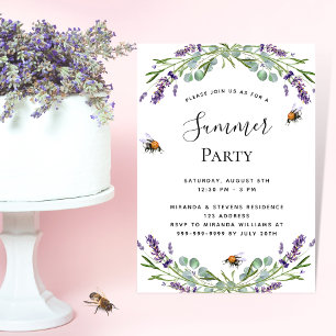 Lavender violet floral summer outdoor party invitation