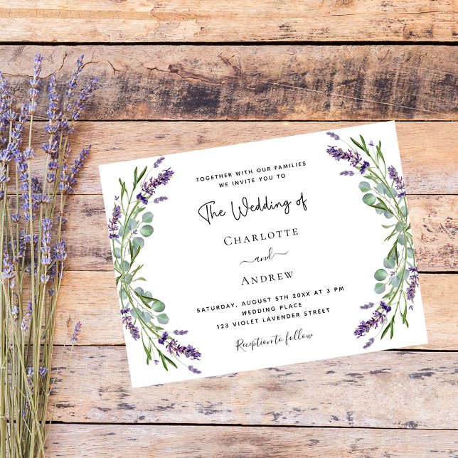 Lavender violet florals budget wedding invitation (Creator Uploaded)