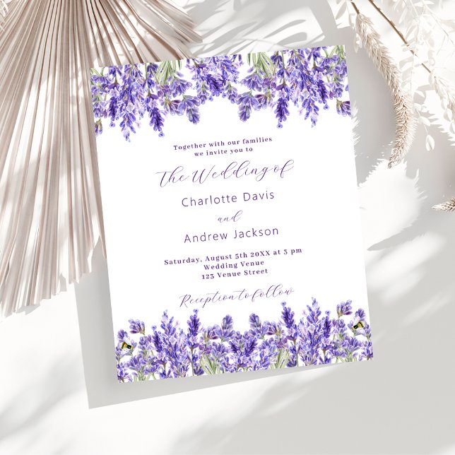 Lavender violet florals budget wedding invitation (Creator Uploaded)