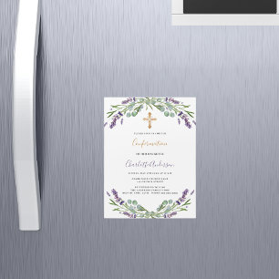 Lavender violet florals greenery Confirmation Magnetic Invitation