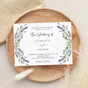 Lavender violet florals greenery luxury wedding invitation