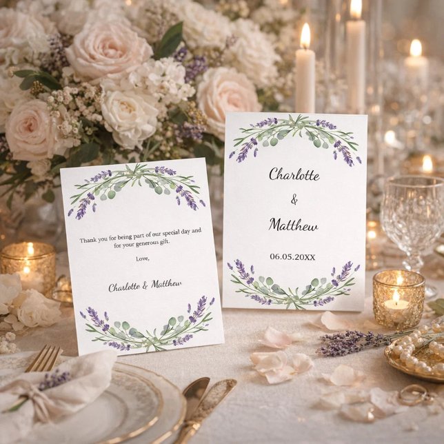Lavender violet florals wedding thank you card (Creator Uploaded)