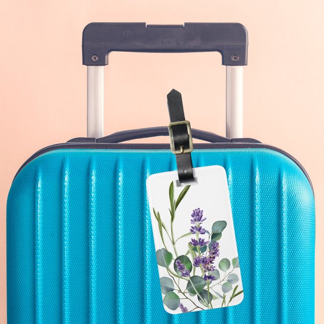 Lavender violet flowers eucalyptus luggage tag (Creator Uploaded)