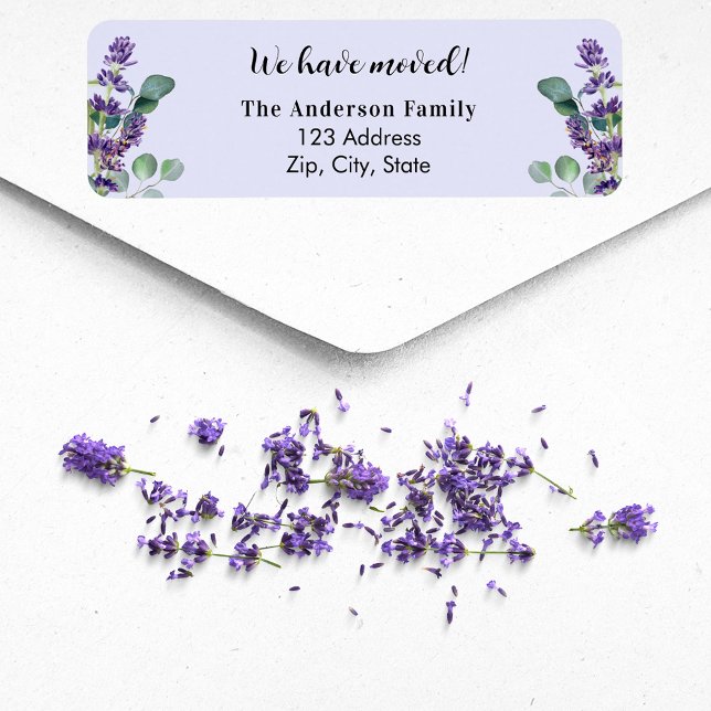 Lavender violet flowers moved new return address label (Creator Uploaded)