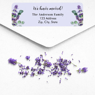 Lavender violet flowers moved new return address return address label