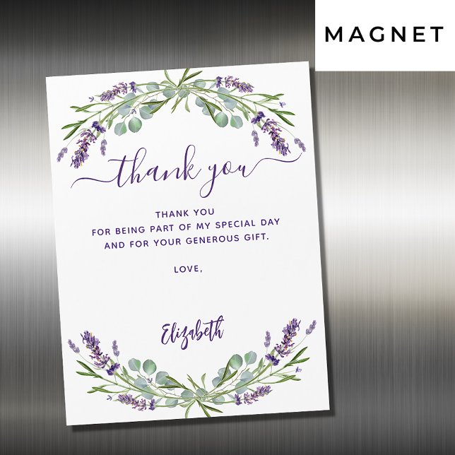 Lavender violet flowers thank you magnetic card (Creator Uploaded)