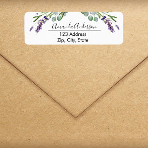 Lavender violet greenery return address label