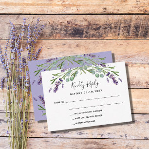 Lavender violet greenery wedding response RSVP Card