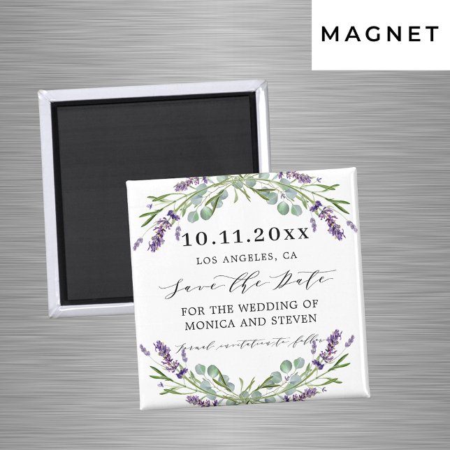 Lavender violet greenery wedding save the date magnet (Creator Uploaded)
