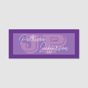 Lavender Violet Purple Monogram: Watermark-like Name Tag