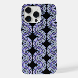 Lavender Violet Purple Pink Wavy Stripes On Black iPhone 15 Pro Max Case
