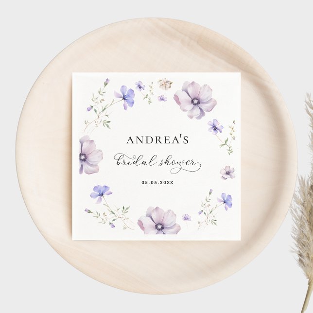 Lavender Violet Purple Spring Floral Bridal Shower Napkin (Creator Uploaded)