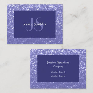 Lavender violet sparkles glitter bling Monogram Business Card