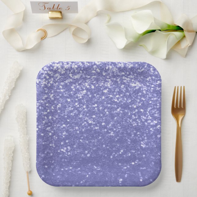 Lavender violet sparkles glitter bling  paper plate (Wedding)