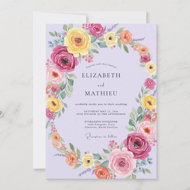 Lavender Vivacious Spring Wedding Invitation (Front)