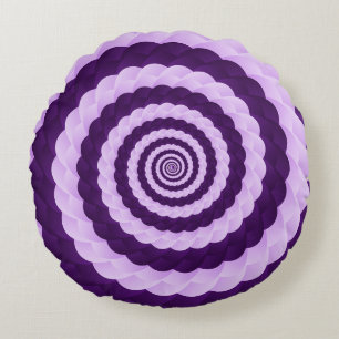 Lavender Vortex Bloom – Hypnotic Purple Spiral Ill Round Cushion