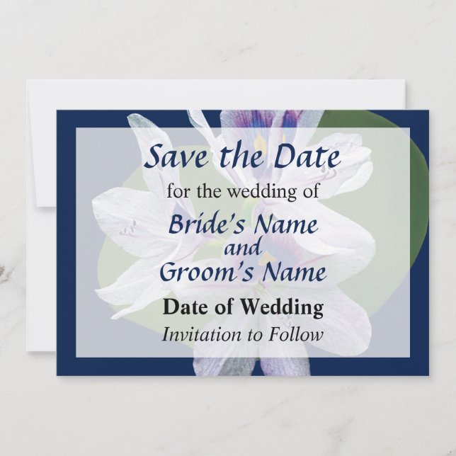 Lavender Water Lilies Save the Date (Front)