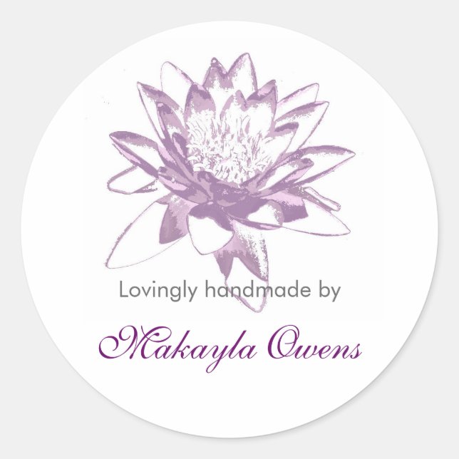 Lavender Water Lily Labels for Handmade Items (Front)