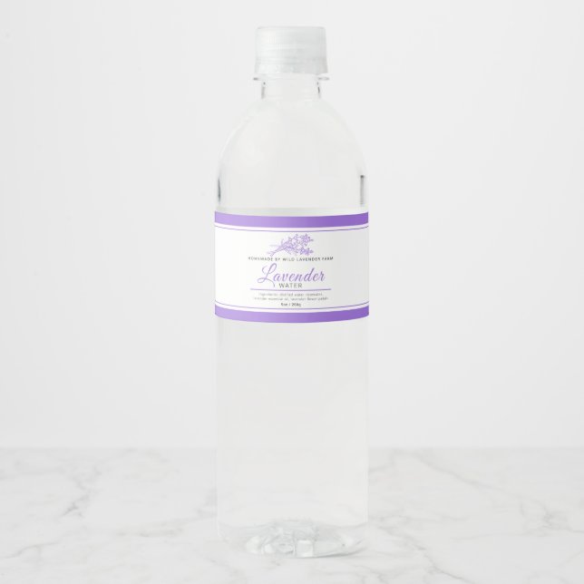 Lavender water product ingredients water bottle label (Front)