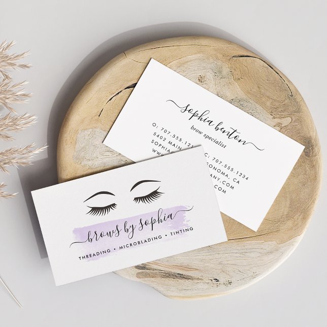 Lavender Watercolor Brow Services Business Card (Creator Uploaded)