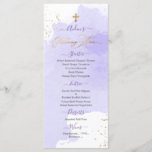 Lavender Watercolor Christening+1st Birthday Menu