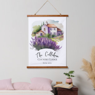 Lavender Watercolor Cottage Core Aesthetic Hanging Tapestry