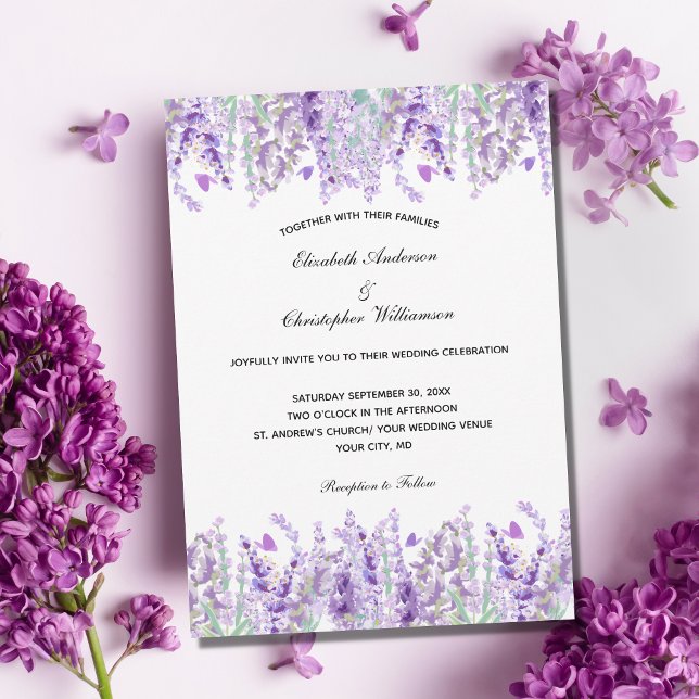 Lavender Watercolor Elegant Floral Wedding Invitation (Creator Uploaded)