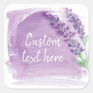 Lavender Watercolor Essential Oil Square Sticker