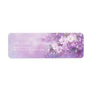 Lavender Watercolor Ethereal Cherry Blossom Return Address Label