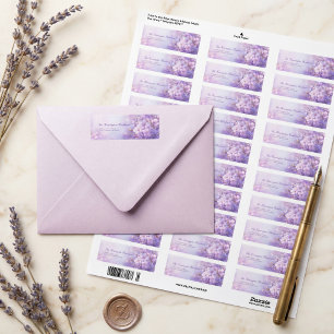 Lavender Watercolor Ethereal Purple Botanical Return Address Label