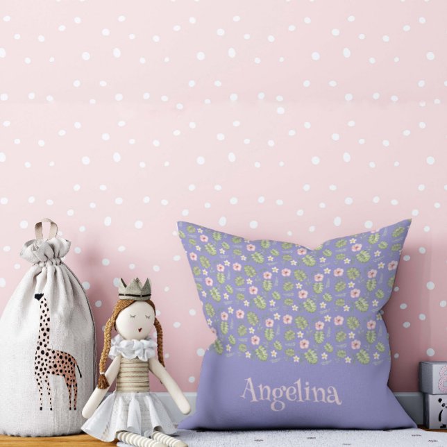 Lavender watercolor floral pattern throw pillow (Creator Uploaded)