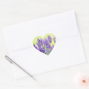 Lavender Watercolor Floral Purple Flowers Heart Sticker