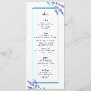 Lavender Watercolor Floral Wedding Menu Card