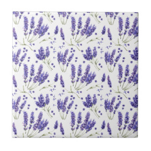 Lavender Watercolor Flowers Pattern Ceramic Tile