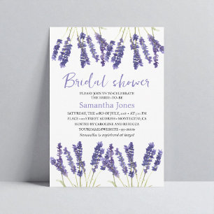 Lavender Watercolor Flowers Purple Bridal Shower  Invitation