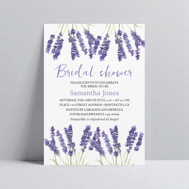 Lavender Watercolor Flowers Purple Bridal Shower  Invitation (Creator Uploaded)