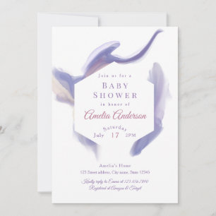 Lavender Watercolor Hexagon Baby Shower Invitation
