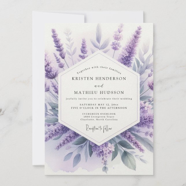 Lavender Watercolor Meadow Wedding Invitation (Front)