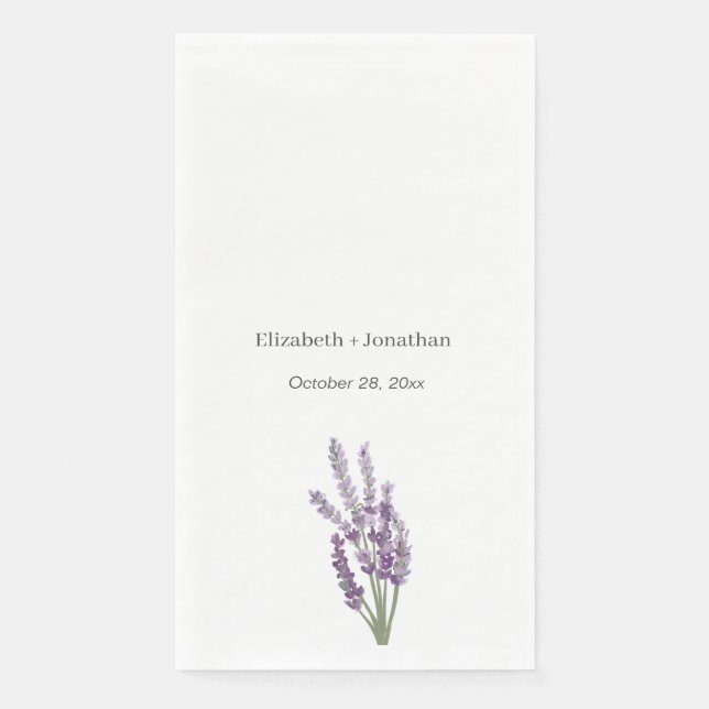 Lavender Watercolor Minimalist Wedding Napkin (Front)