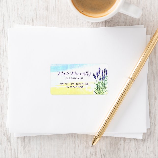 Lavender watercolor painting label (Insitu)