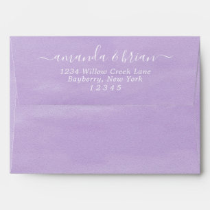 Lavender Watercolor Paper Script Lettering 5x7 Envelope