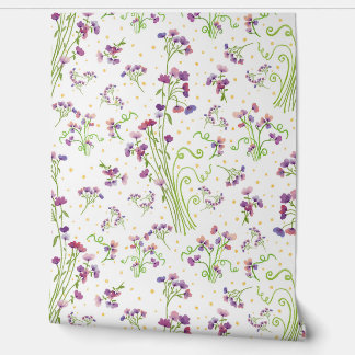 Lavender Watercolor Pattern Floral Art Print Wallpaper