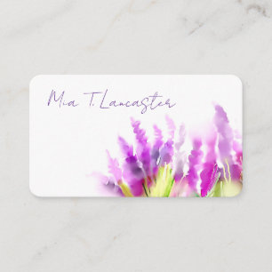 Lavender watercolor purple floral business card