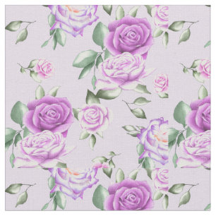 Lavender Watercolor Roses Fabric