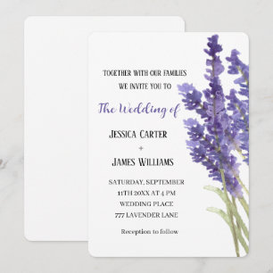 Lavender Watercolor Rustic Elegant Wedding Invitation