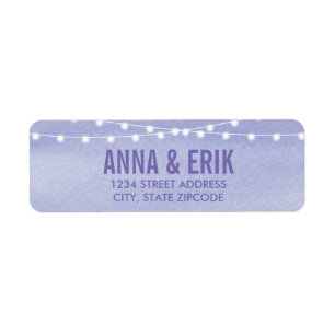 Lavender Watercolor String Lights Return Address Label