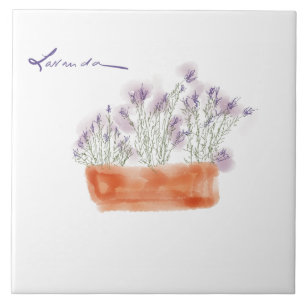 Lavender watercolor tile