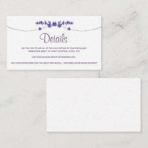 Lavender Watercolor Wedding Details Card