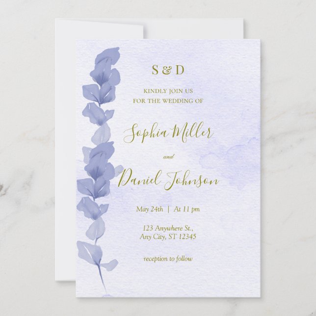 Lavender Watercolor Wedding Invite (Front)