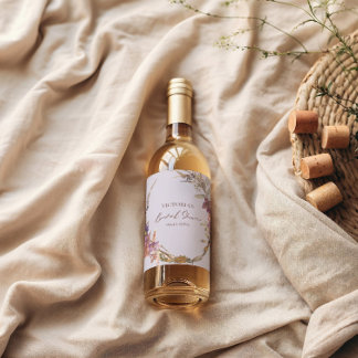Lavender Watercolor Wildflower Bridal Shower Wine Label